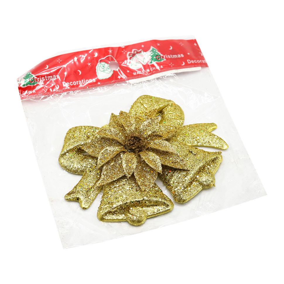 Пластиковое украшение - колокольчики золотистые Пластиковое украшение - колокольчики золотистые