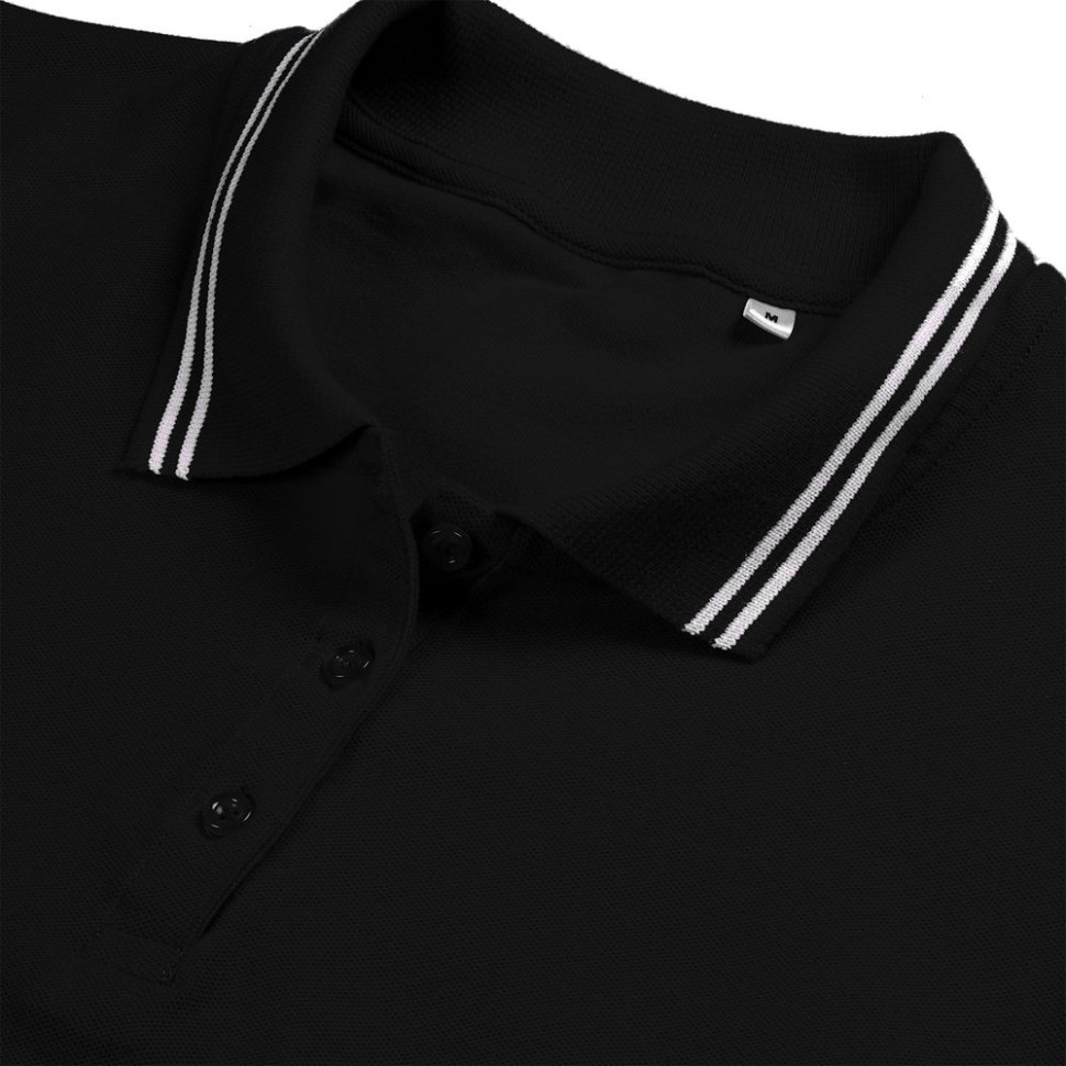 Рубашка поло женская Virma Stripes Lady, черная Рубашка поло женская Virma Stripes Lady, черная