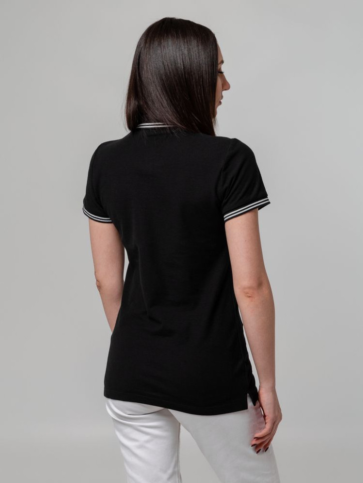 Рубашка поло женская Virma Stripes Lady, черная Рубашка поло женская Virma Stripes Lady, черная