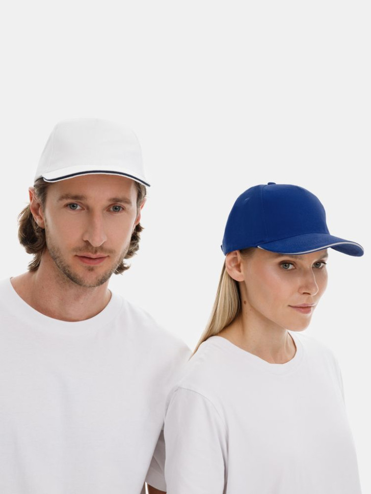 Бейсболка Long Beach, белая с темно-синим