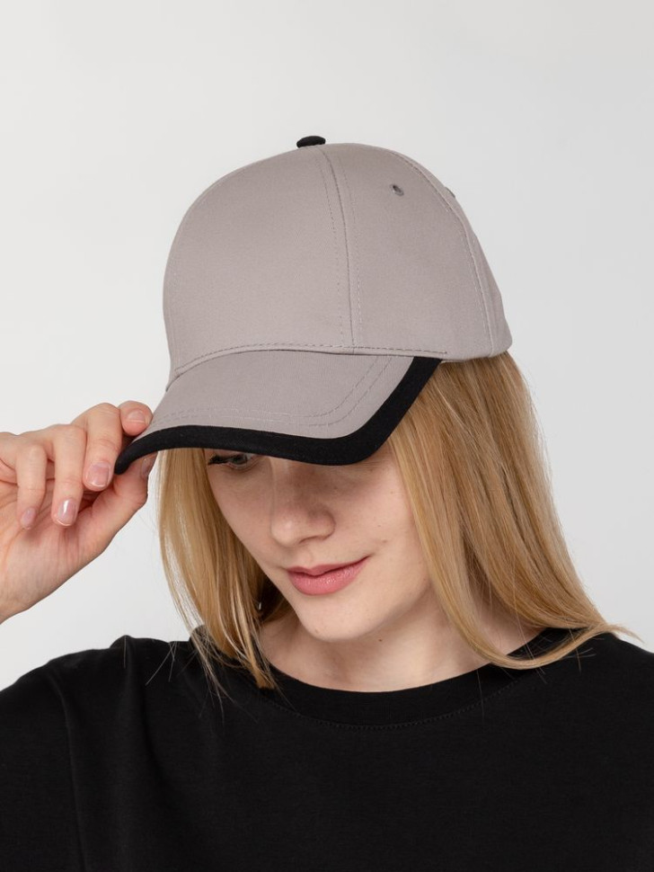 Бейсболка Honor, серая с черным кантом Бейсболка Honor, серая с черным кантом