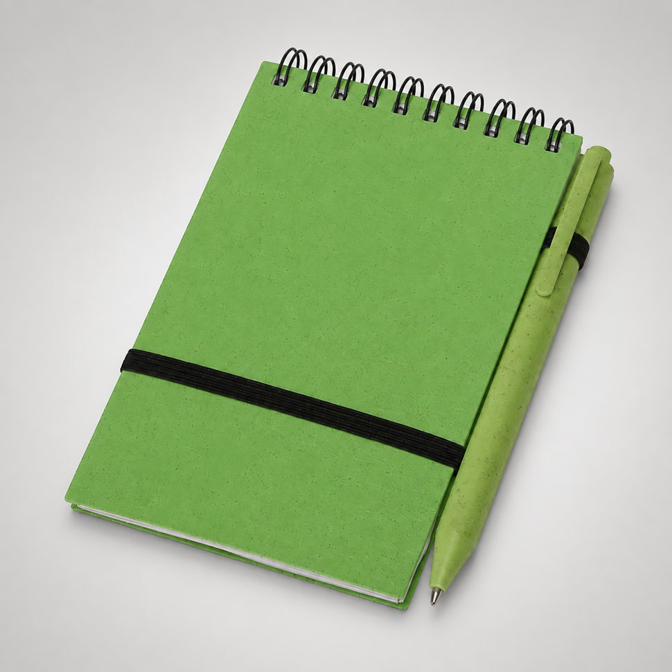Блокнот Toledo S с шариковой ручкой из пшеницы и пластика