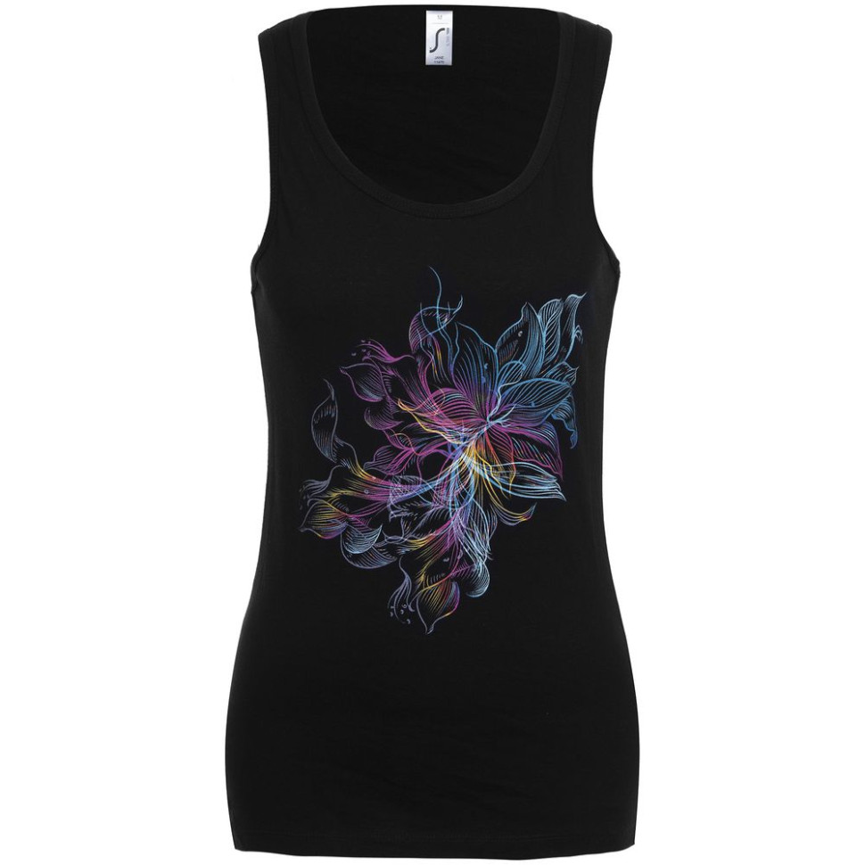 Майка женская Vibrance, черная Майка женская Vibrance, черная