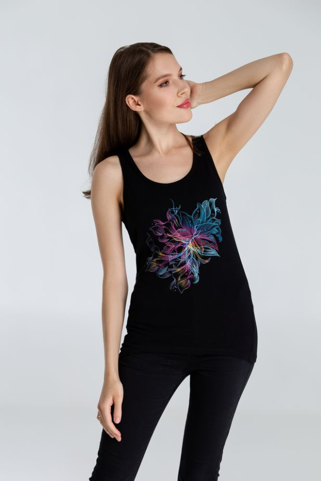 Майка женская Vibrance, черная Майка женская Vibrance, черная