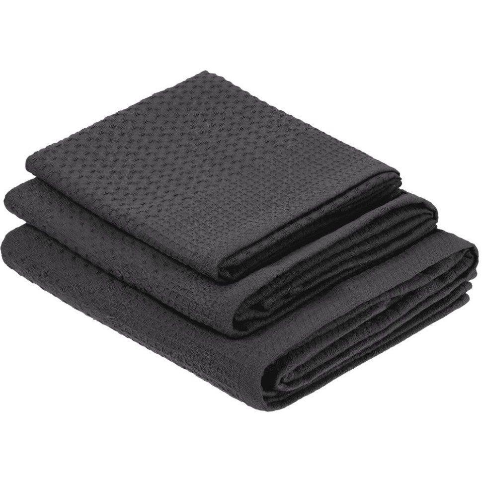 Полотенце вафельное «Деметра», малое, темно-серое Полотенце вафельное «Деметра», малое, темно-серое