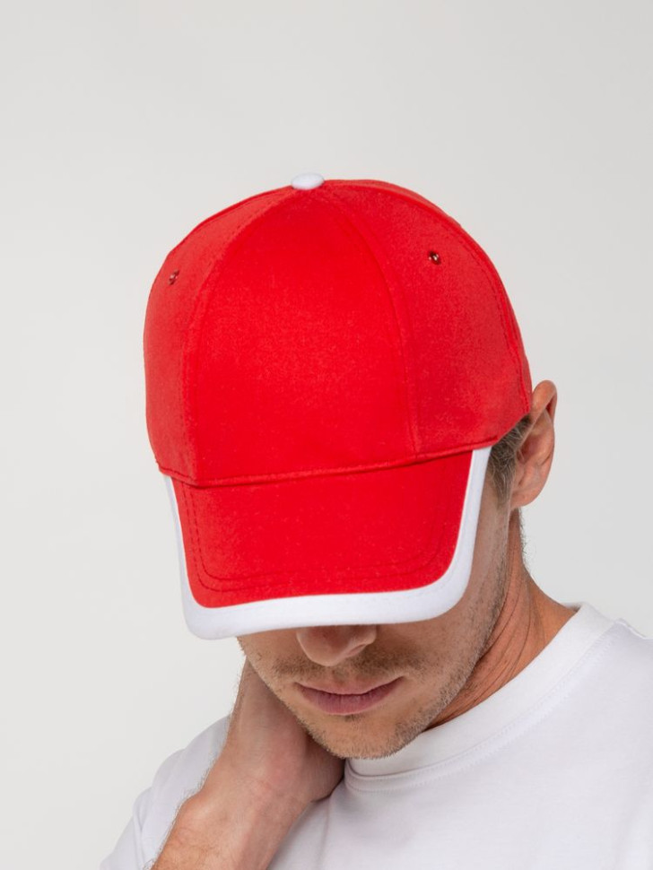 Бейсболка Honor, красная с белым кантом Бейсболка Honor, красная с белым кантом