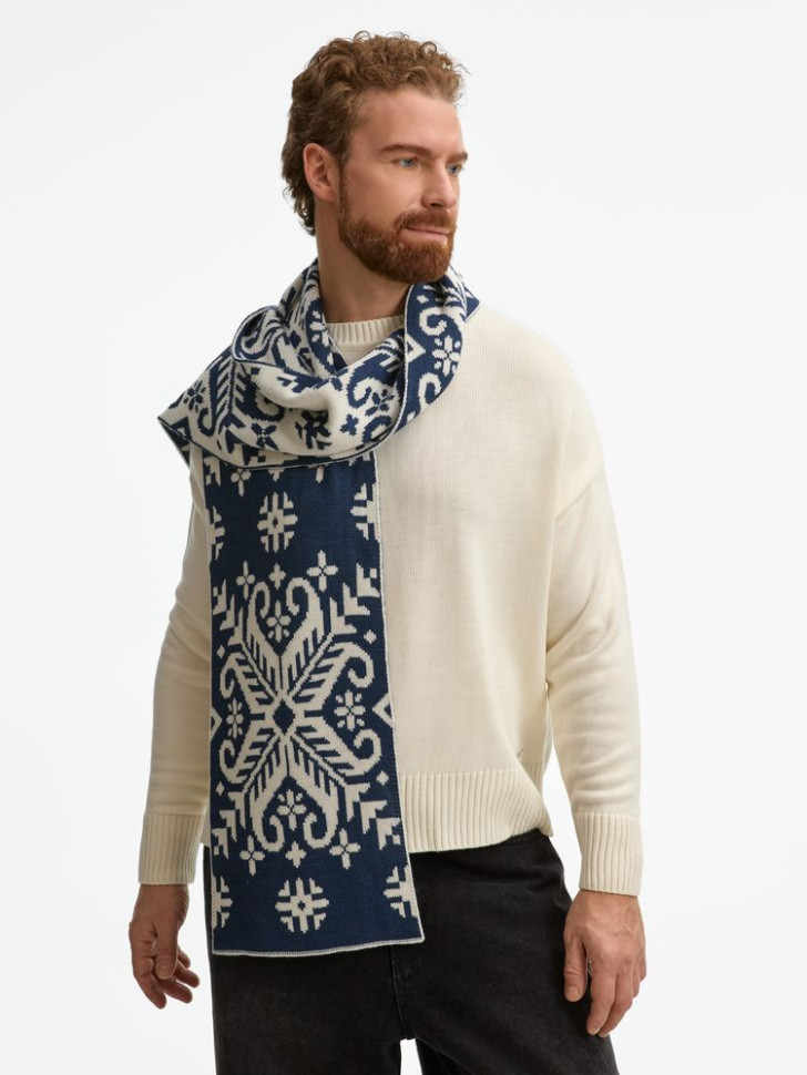 Шарф Wintertude L, синий с белым Шарф Wintertude L, синий с белым