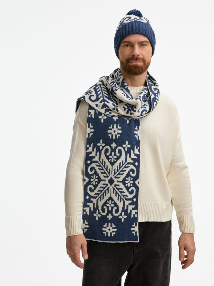 Шарф Wintertude L, синий с белым Шарф Wintertude L, синий с белым