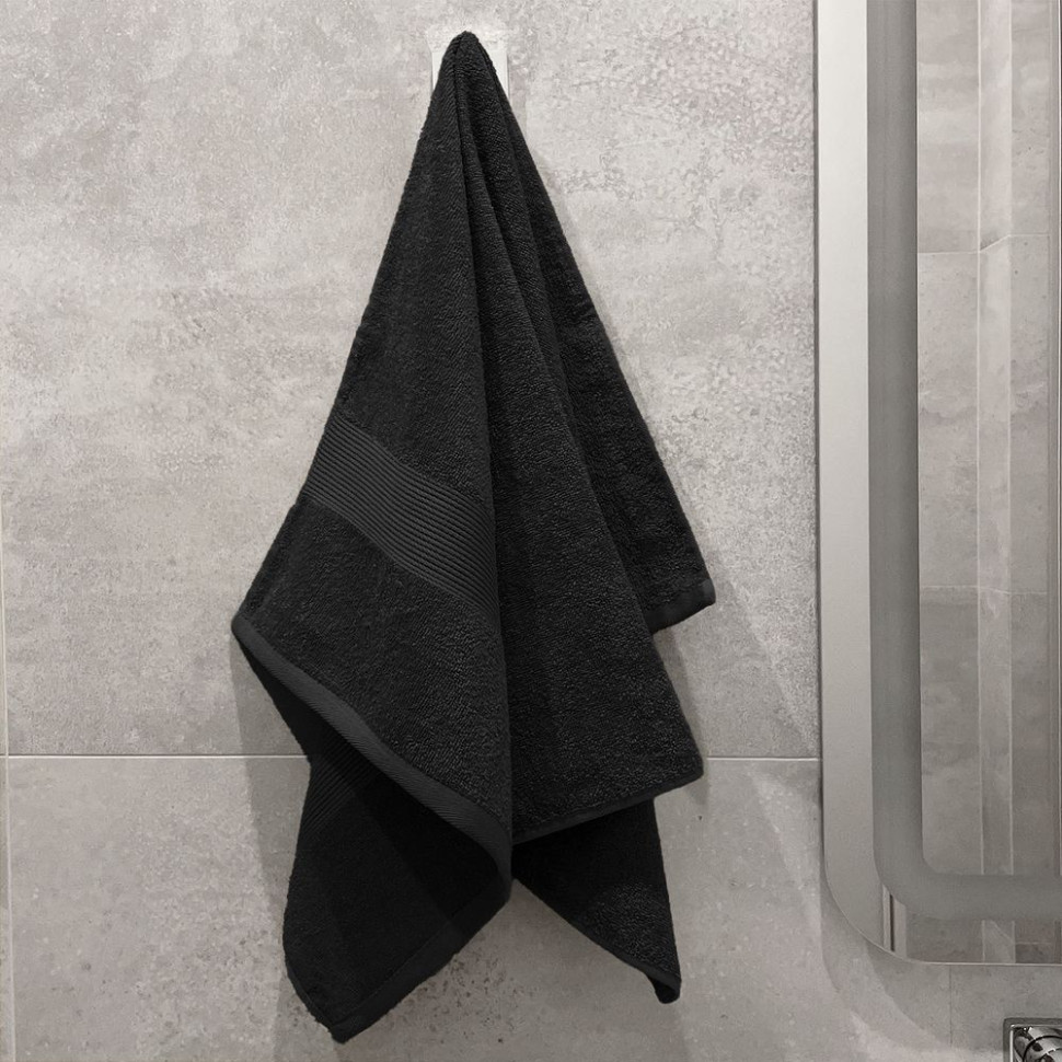 Полотенце махровое «Тиффани», среднее, черное Полотенце махровое «Тиффани», среднее, черное
