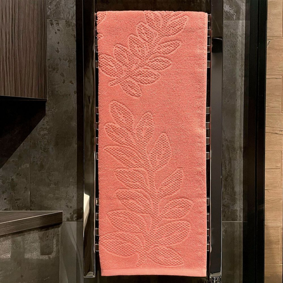 Полотенце махровое «Флора», среднее, оранжевое (персиковое эхо) Полотенце махровое «Флора», среднее, оранжевое (персиковое эхо)