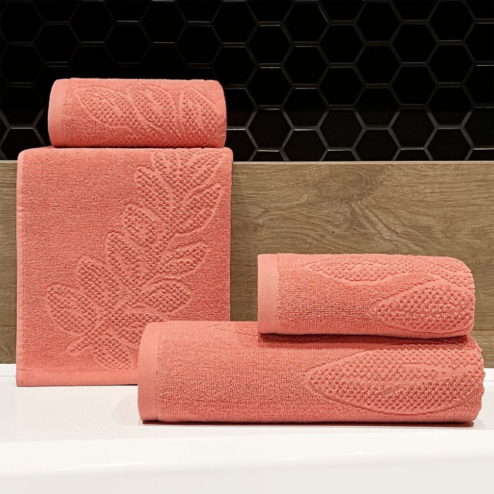 Полотенце махровое «Флора», среднее, оранжевое (персиковое эхо) Полотенце махровое «Флора», среднее, оранжевое (персиковое эхо)