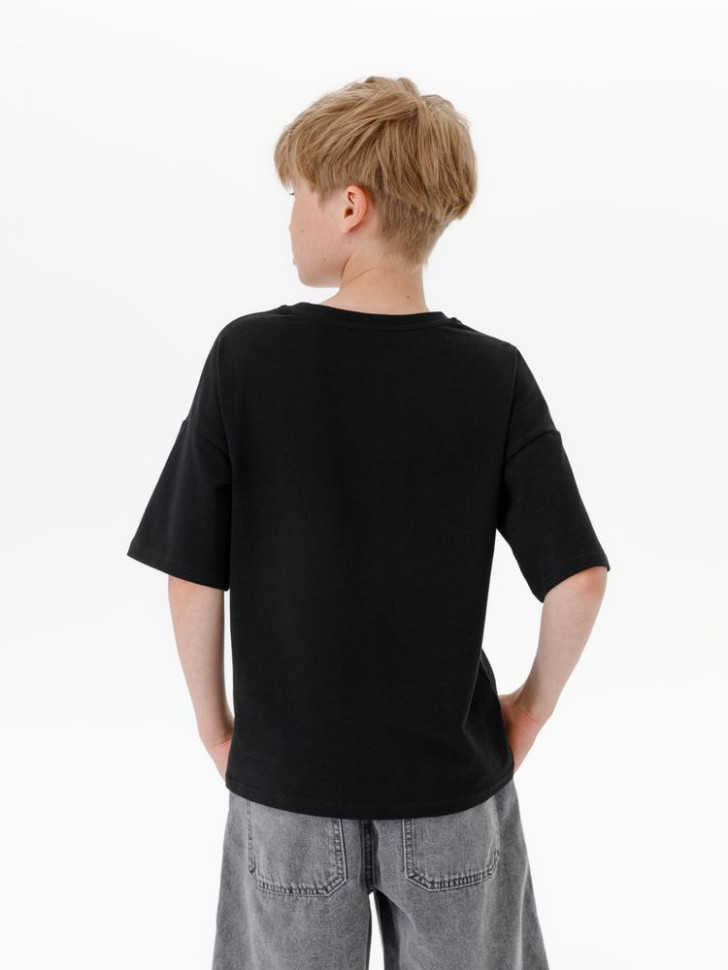 Футболка детская оверсайз Teezer, черная Футболка детская оверсайз Teezer, черная