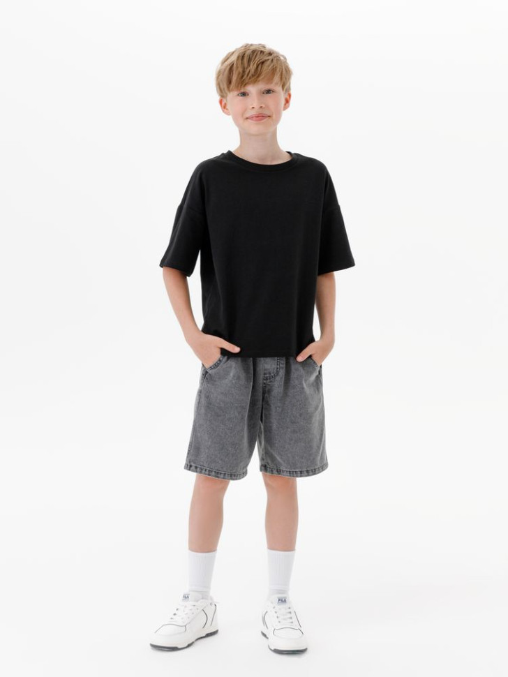 Футболка детская оверсайз Teezer, черная Футболка детская оверсайз Teezer, черная