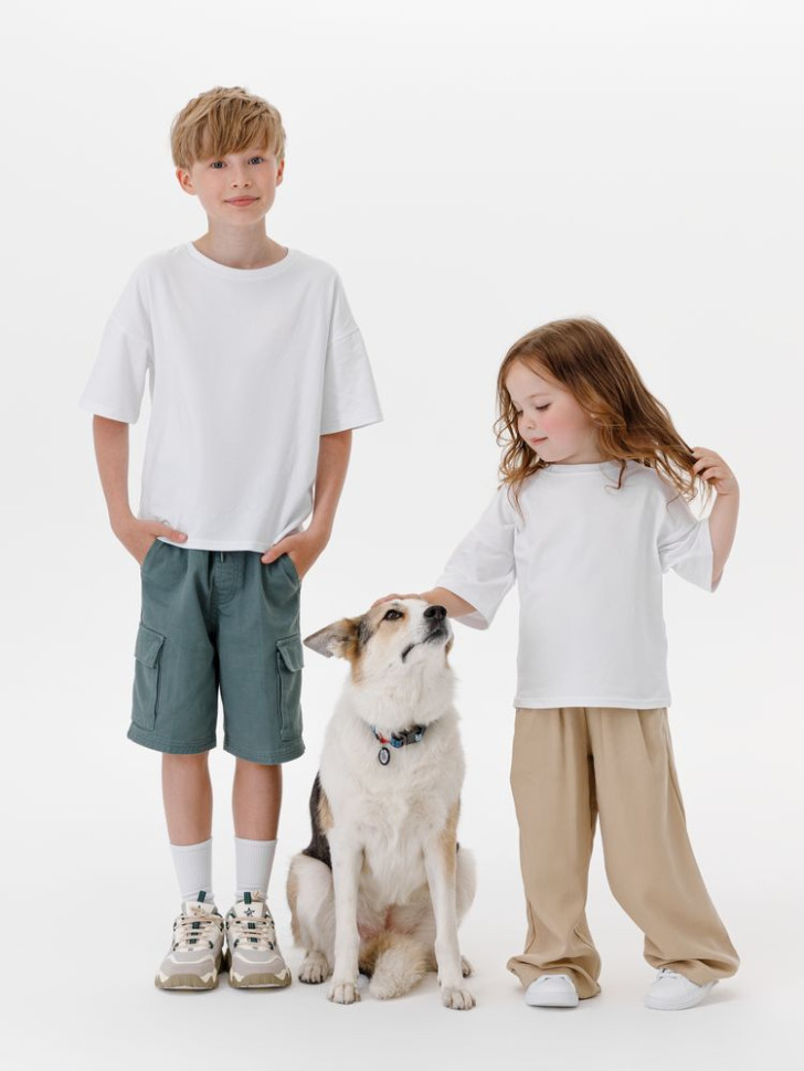 Футболка детская оверсайз Teezer, белая Футболка детская оверсайз Teezer, белая