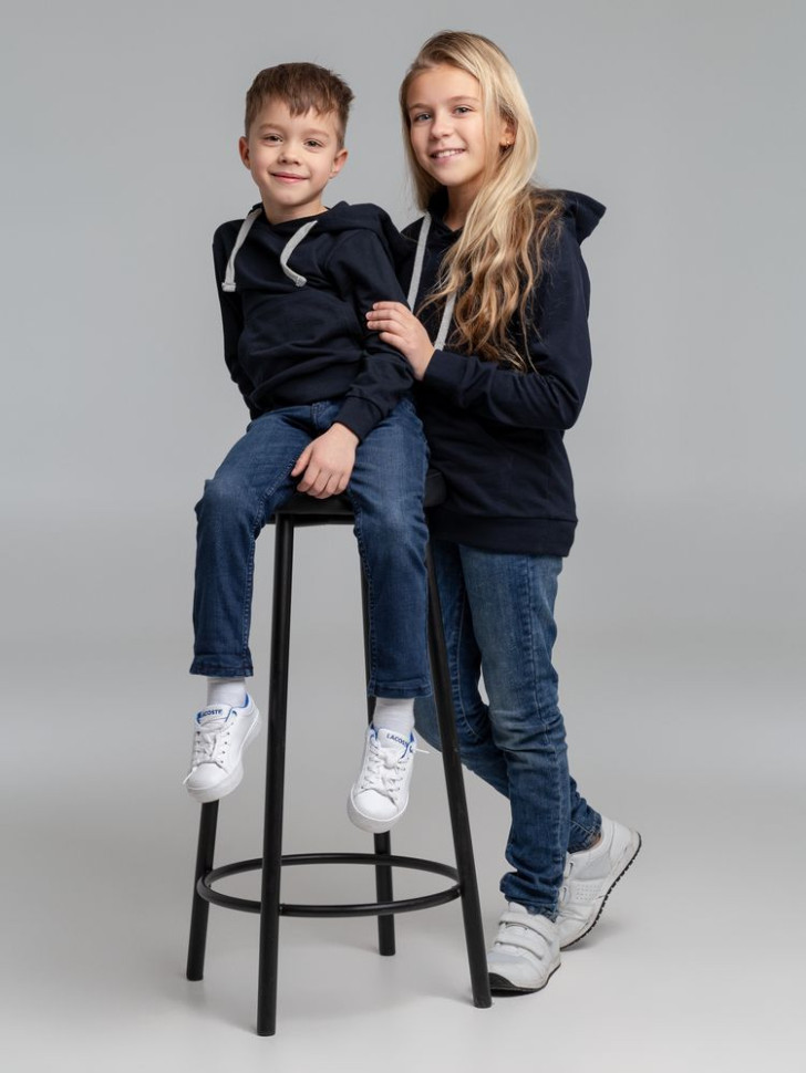 Толстовка с капюшоном детская Kirenga Kids, темно-синяя Толстовка с капюшоном детская Kirenga Kids, темно-синяя
