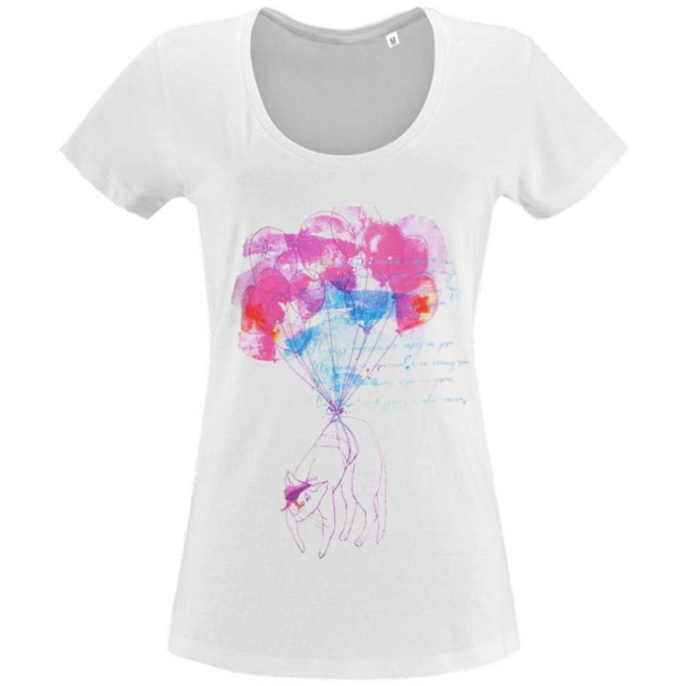 Футболка женская «Удивительная кошка», белая Футболка женская «Удивительная кошка», белая