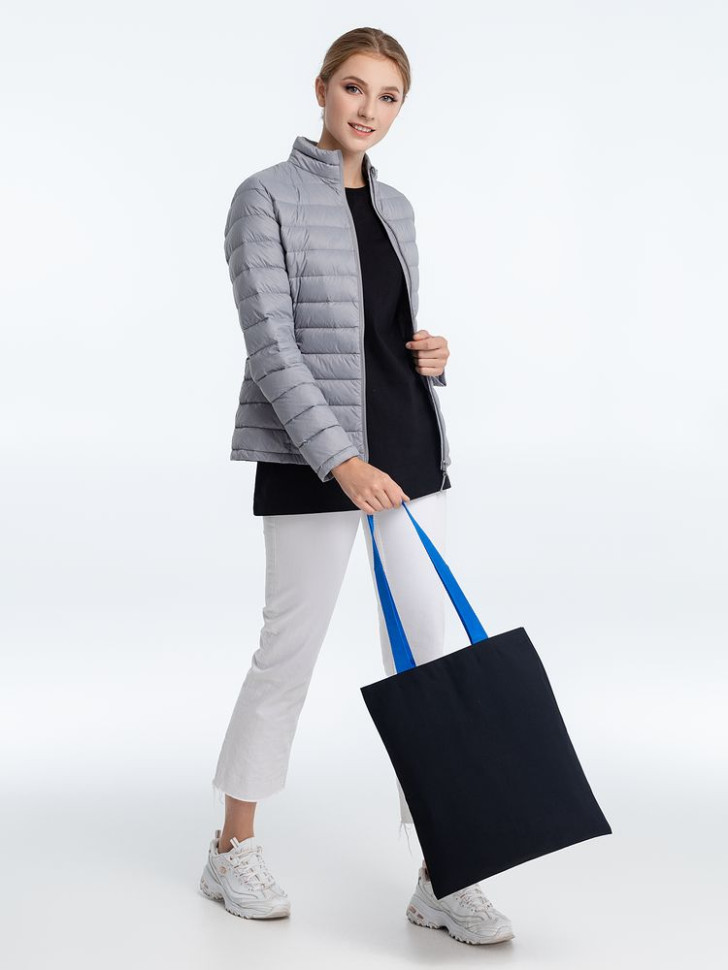 Холщовая сумка BrighTone, черная с ярко-синими ручками Холщовая сумка BrighTone, черная с ярко-синими ручками