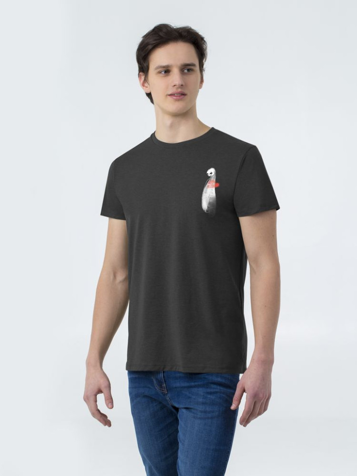 Футболка приталенная Ghost of Love, черный меланж Футболка приталенная Ghost of Love, черный меланж