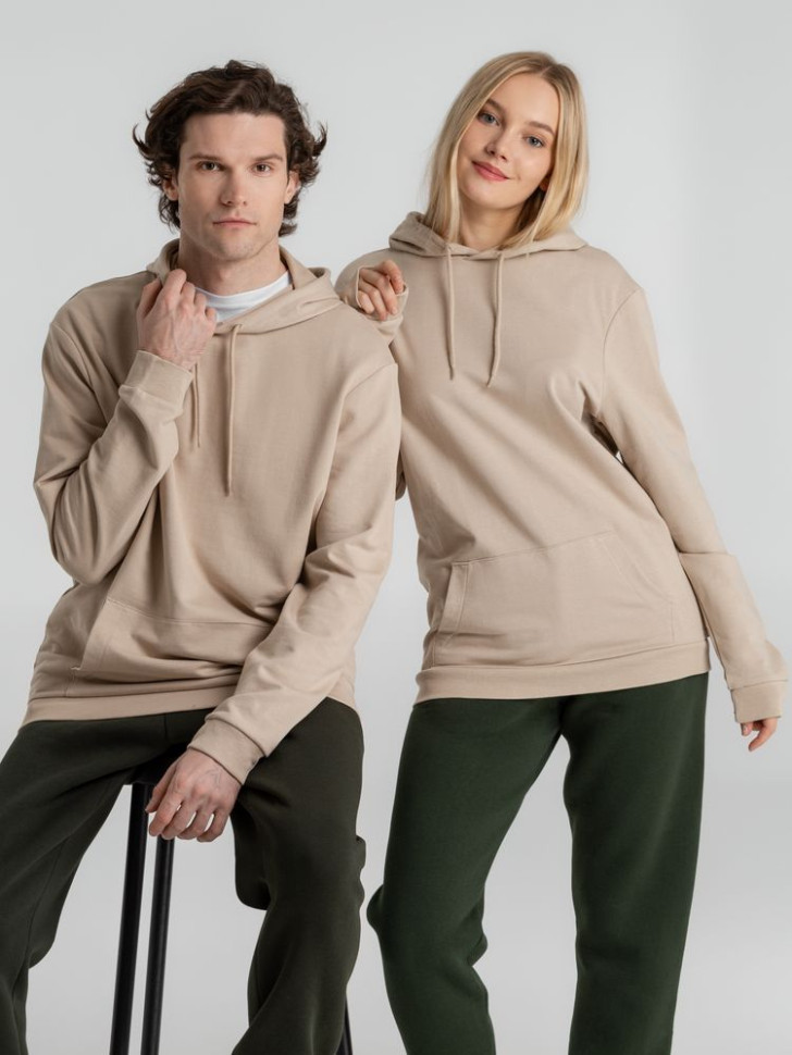 Толстовка с капюшоном унисекс Hoodie, бежевая Толстовка с капюшоном унисекс Hoodie, бежевая