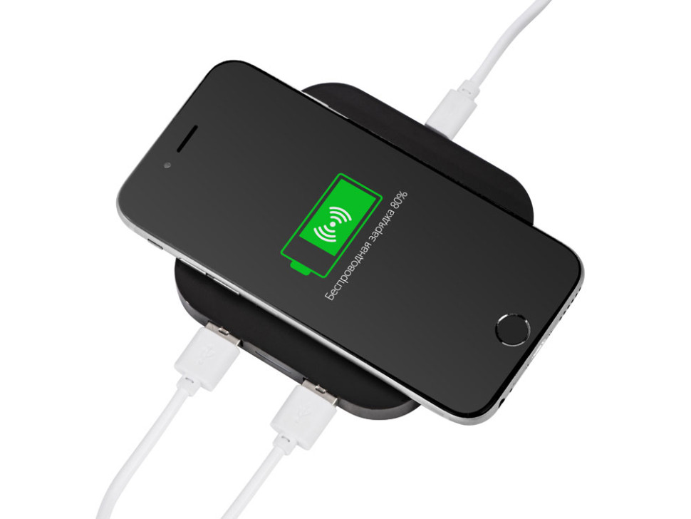 Беспроводная зарядка Tile с 2 USB-A, 5 Вт Беспроводная зарядка Tile с 2 USB-A, 5 Вт
