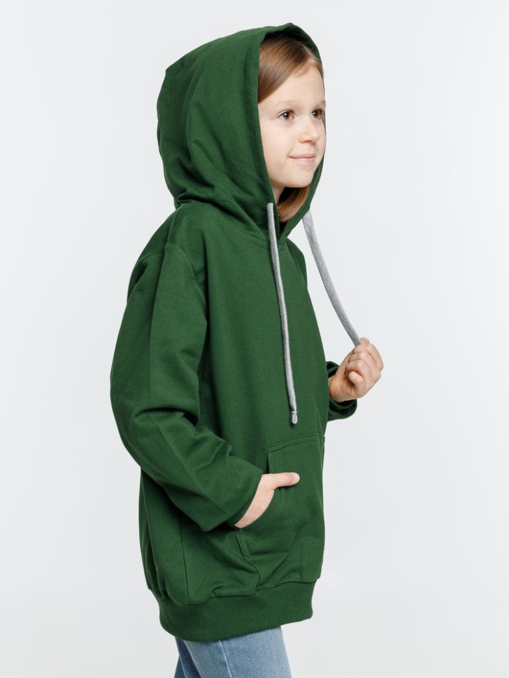 Толстовка с капюшоном детская Kirenga Kids, темно-зеленая Толстовка с капюшоном детская Kirenga Kids, темно-зеленая