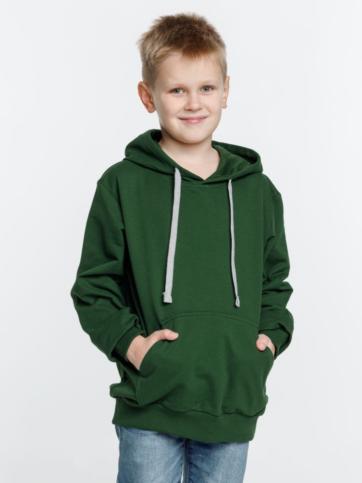 Толстовка с капюшоном детская Kirenga Kids, темно-зеленая Толстовка с капюшоном детская Kirenga Kids, темно-зеленая
