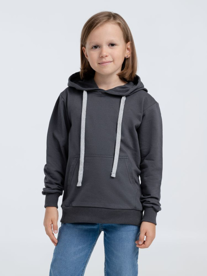 Толстовка с капюшоном детская Kirenga Kids, темно-серая (графит) Толстовка с капюшоном детская Kirenga Kids, темно-серая (графит)