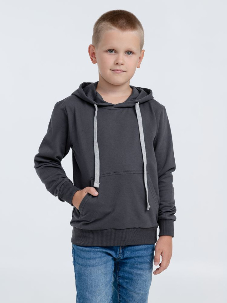 Толстовка с капюшоном детская Kirenga Kids, темно-серая (графит) Толстовка с капюшоном детская Kirenga Kids, темно-серая (графит)