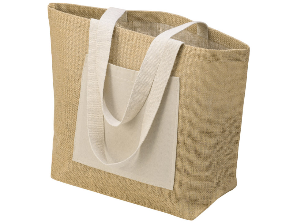Сумка Jute джутовая с широким дном и карманом Сумка Jute джутовая с широким дном и карманом