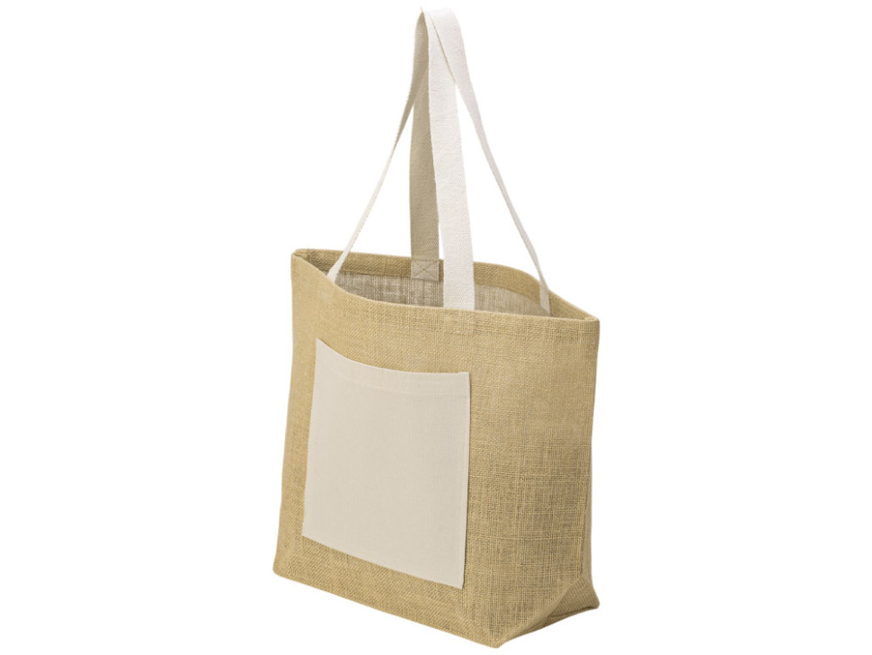 Сумка Jute джутовая с широким дном и карманом Сумка Jute джутовая с широким дном и карманом