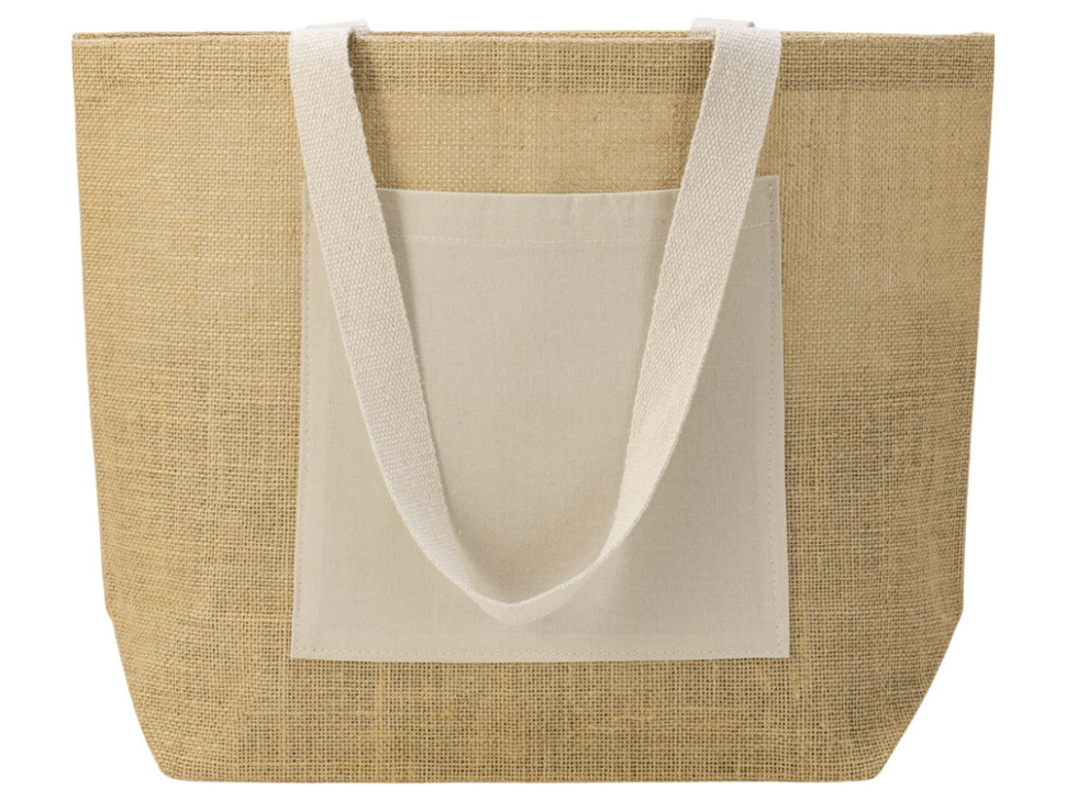 Сумка Jute джутовая с широким дном и карманом Сумка Jute джутовая с широким дном и карманом