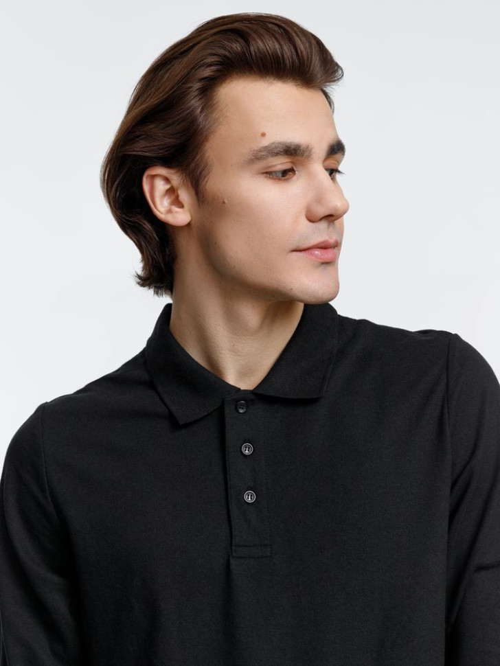 Рубашка поло с длинным рукавом Prime LSL, черная Рубашка поло с длинным рукавом Prime LSL, черная