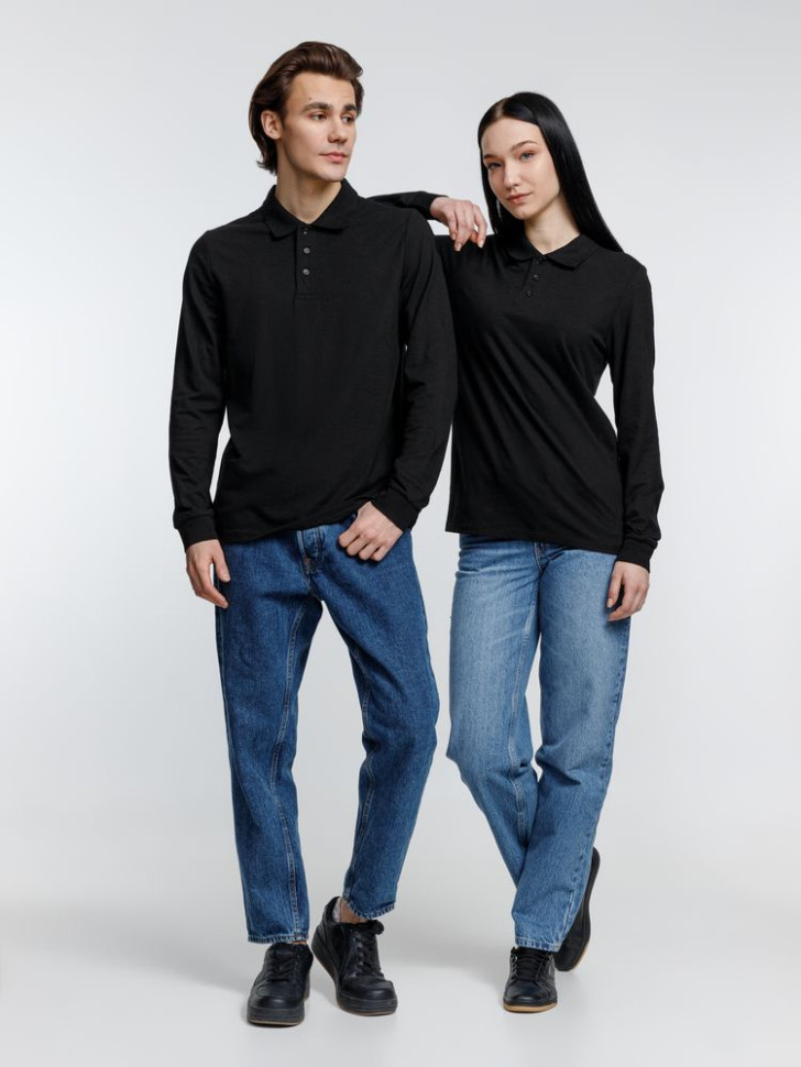 Рубашка поло с длинным рукавом Prime LSL, черная Рубашка поло с длинным рукавом Prime LSL, черная