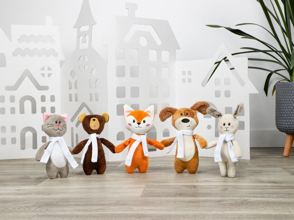 Мягкая игрушка Beastie Toys, собачка с белым шарфом Мягкая игрушка Beastie Toys, собачка с белым шарфом