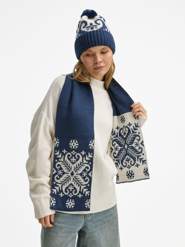 Шапка Wintertude, синяя с белым