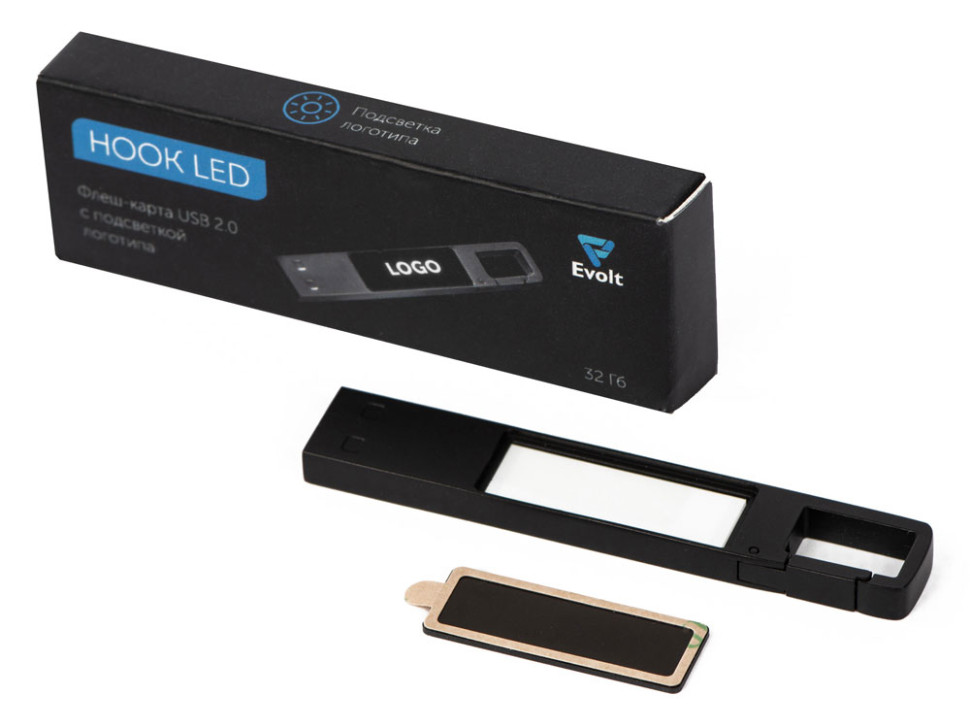 USB 2.0- флешка на 32 Гб c подсветкой логотипа Hook LED