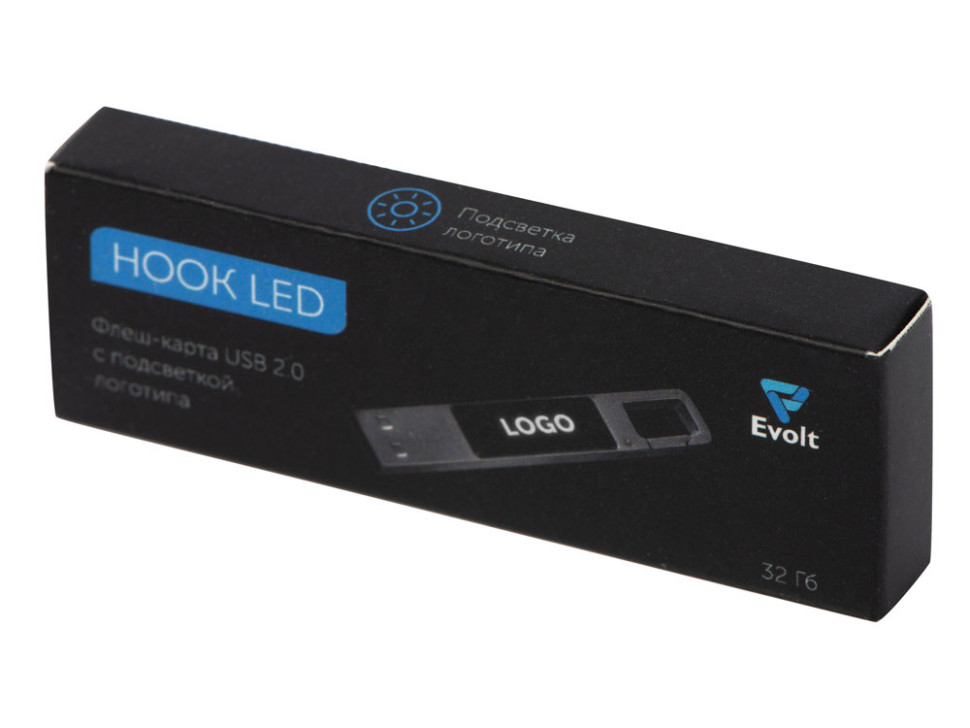 USB 2.0- флешка на 32 Гб c подсветкой логотипа Hook LED