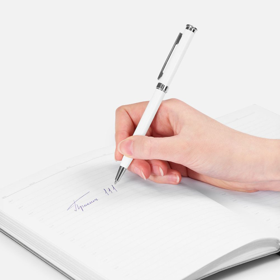 Ручка шариковая Finn Chrome, белая Ручка шариковая Finn Chrome, белая