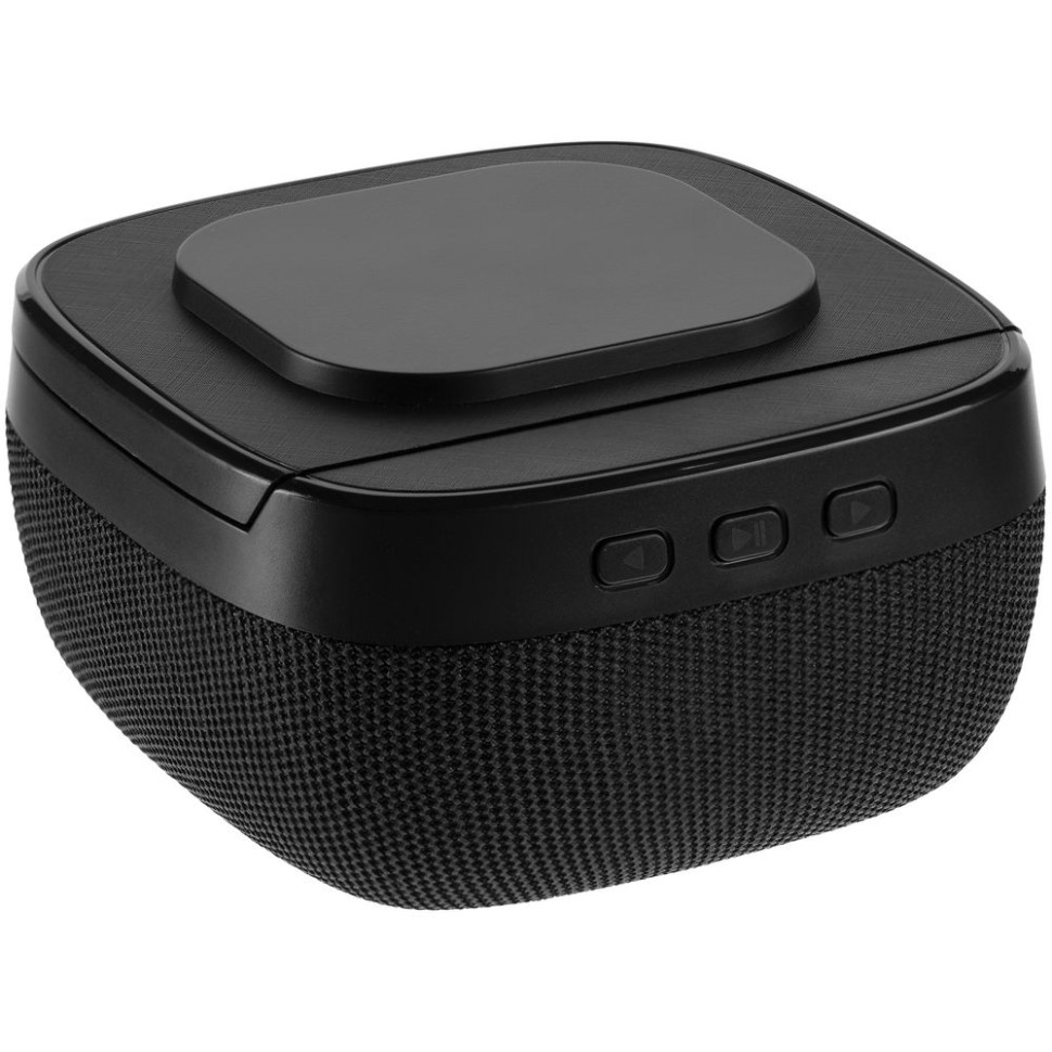 Колонка с беспроводной зарядкой Esca и подсветкой лого, черная