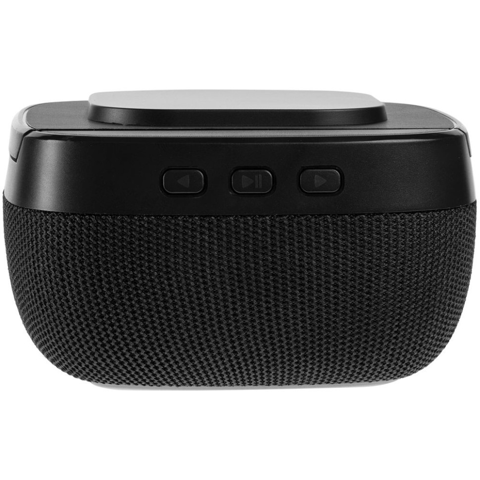 Колонка с беспроводной зарядкой Esca и подсветкой лого, черная