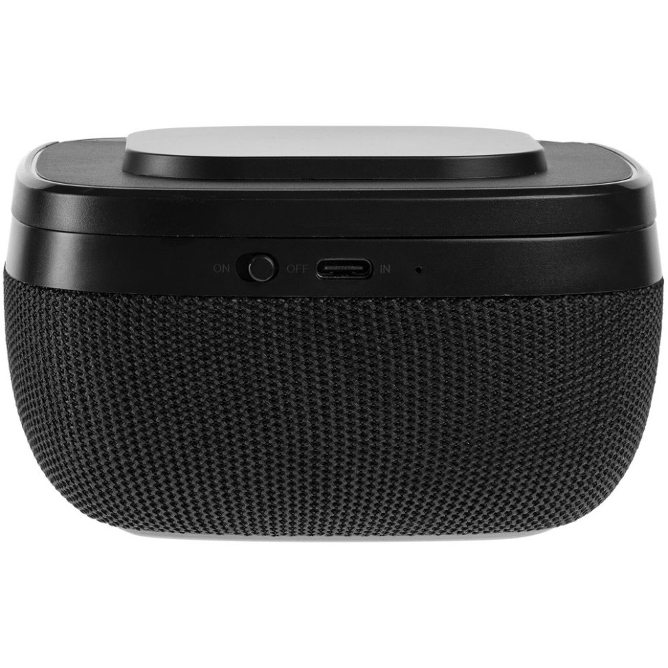 Колонка с беспроводной зарядкой Esca и подсветкой лого, черная