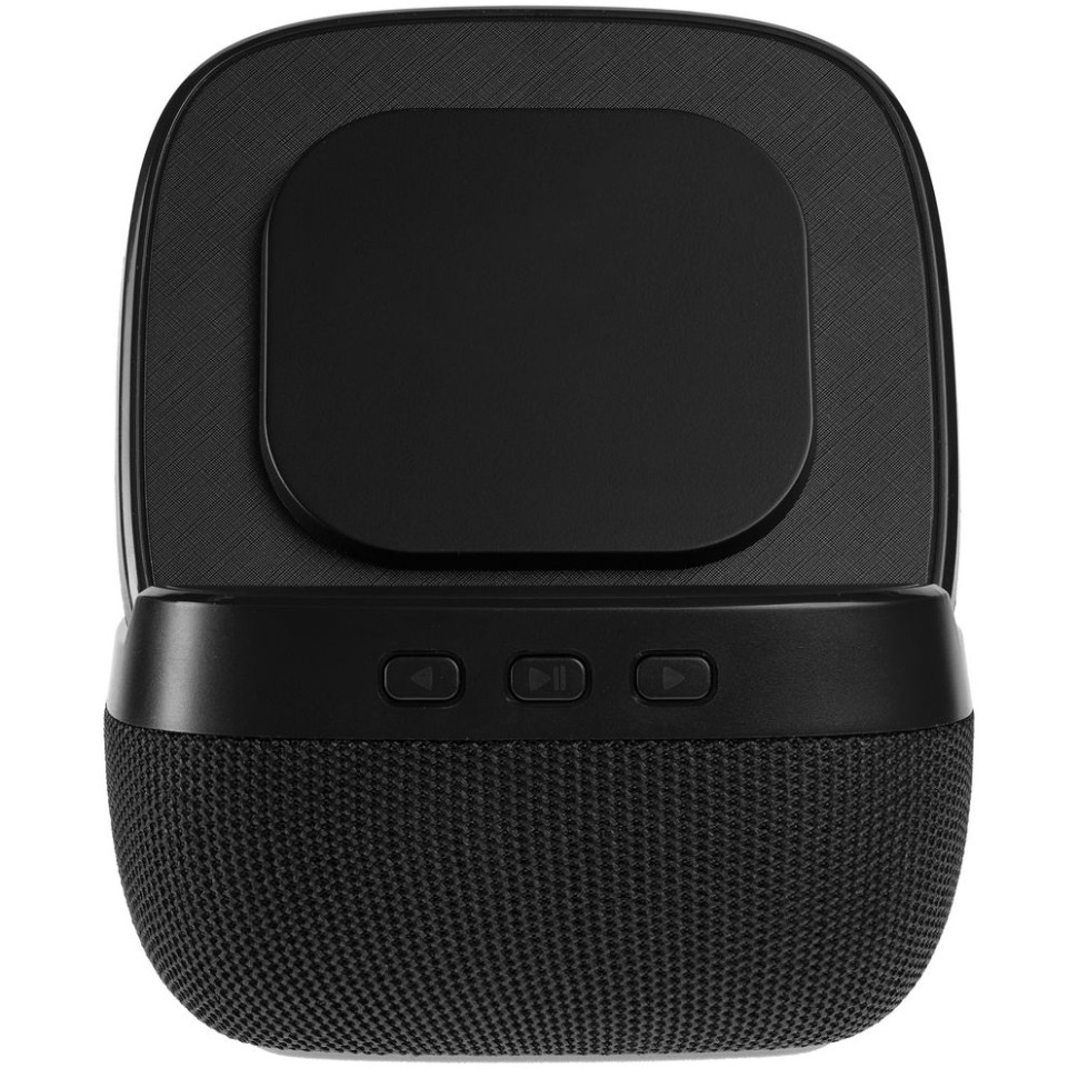 Колонка с беспроводной зарядкой Esca и подсветкой лого, черная