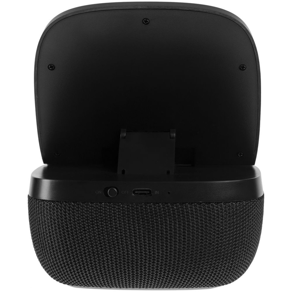 Колонка с беспроводной зарядкой Esca и подсветкой лого, черная