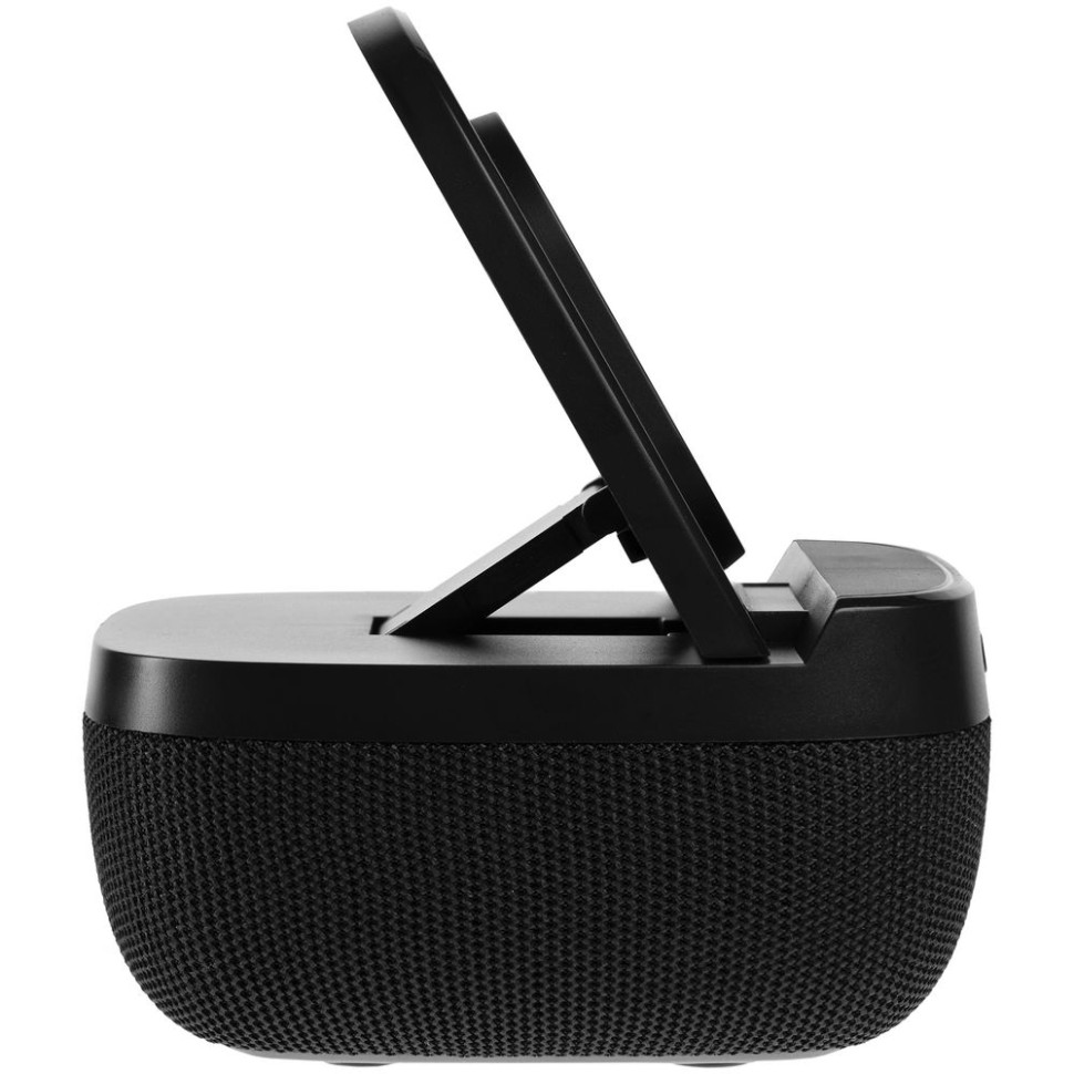 Колонка с беспроводной зарядкой Esca и подсветкой лого, черная