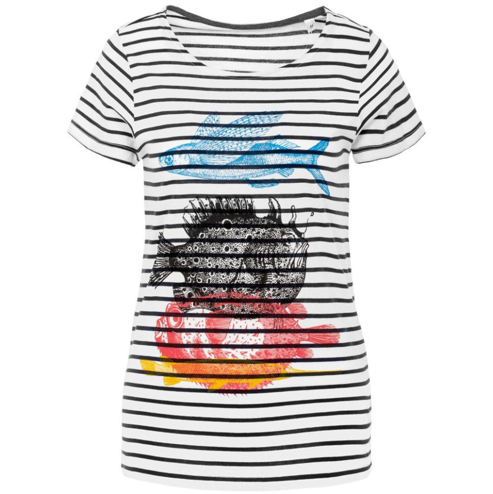 Футболка женская «Морские обитатели», белая с темно-синим Футболка женская «Морские обитатели», белая с темно-синим