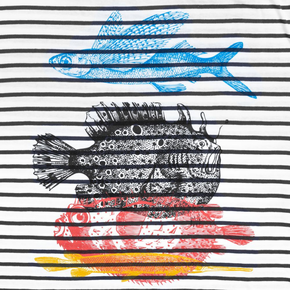 Футболка женская «Морские обитатели», белая с темно-синим Футболка женская «Морские обитатели», белая с темно-синим