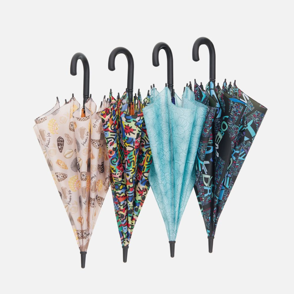 Зонт-трость Undercolor с полной запечаткой на заказ, с бирюзовыми спицами