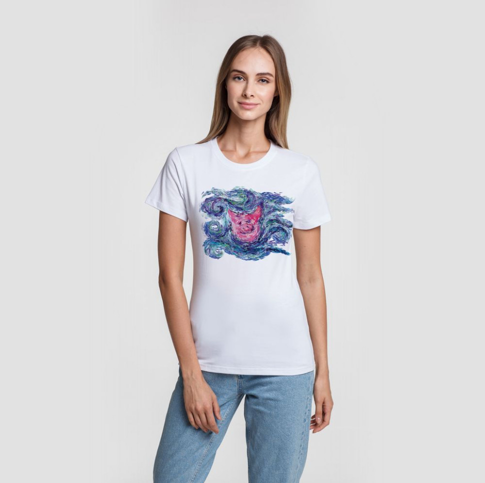 Футболка женская «Ван-Пиг», белая Футболка женская «Ван-Пиг», белая