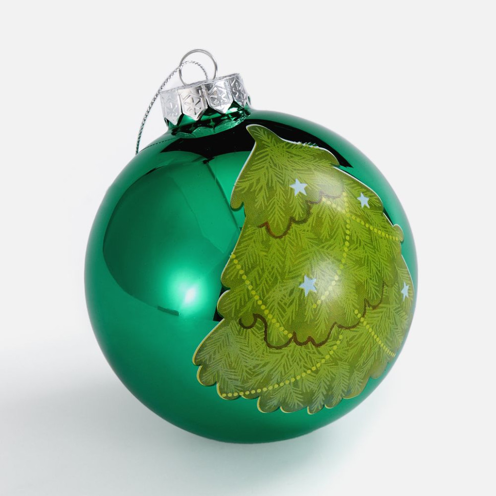 Елочный шар Finery Gloss, 10 см, глянцевый зеленый