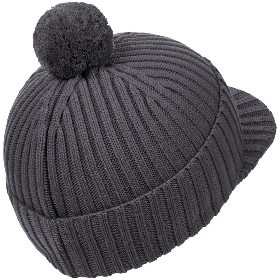 Вязаная шапка с козырьком Peaky, серая (антрацит) Вязаная шапка с козырьком Peaky, серая (антрацит)